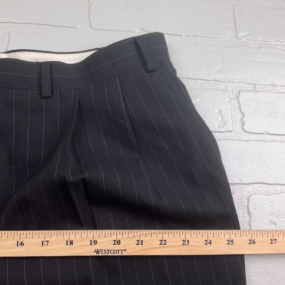 Chaps Suit Men 44R/39Wx30L Black White Pinstripe Wool Classi Career Three Button - Picture 15 of 16